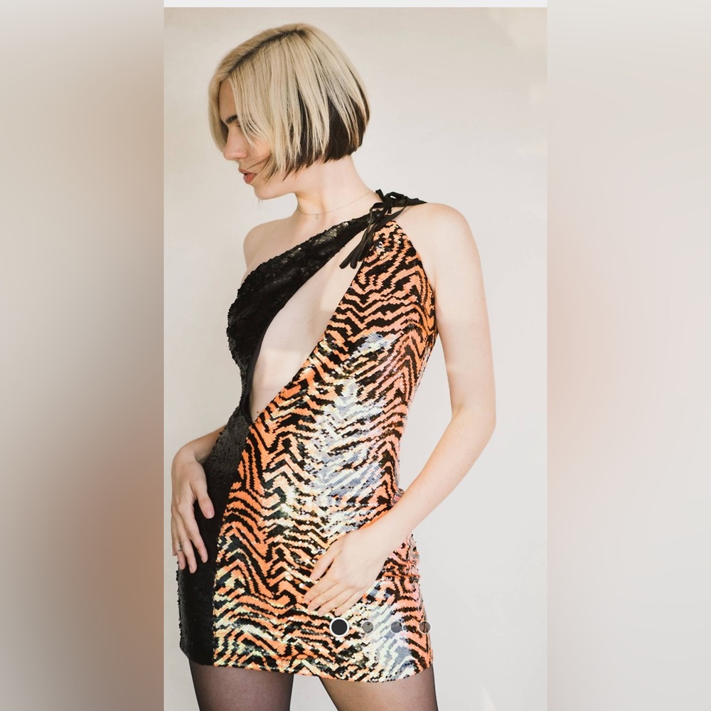 Labelrail × Julia Cumming spliced sequin mini dress in multi
MULTI